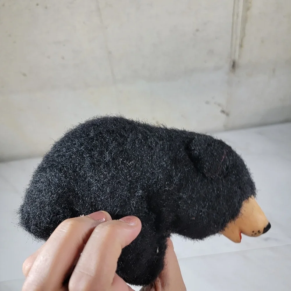 Vintage BLACK BEAR‎ Rubber Nose Plush Cork Filled